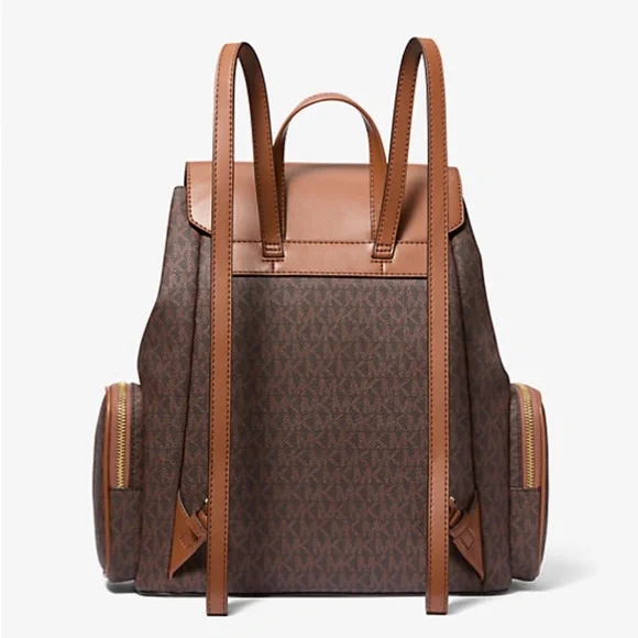 Michael Kors Leather Backpack in Brown and Tan backpack inside unopened box.